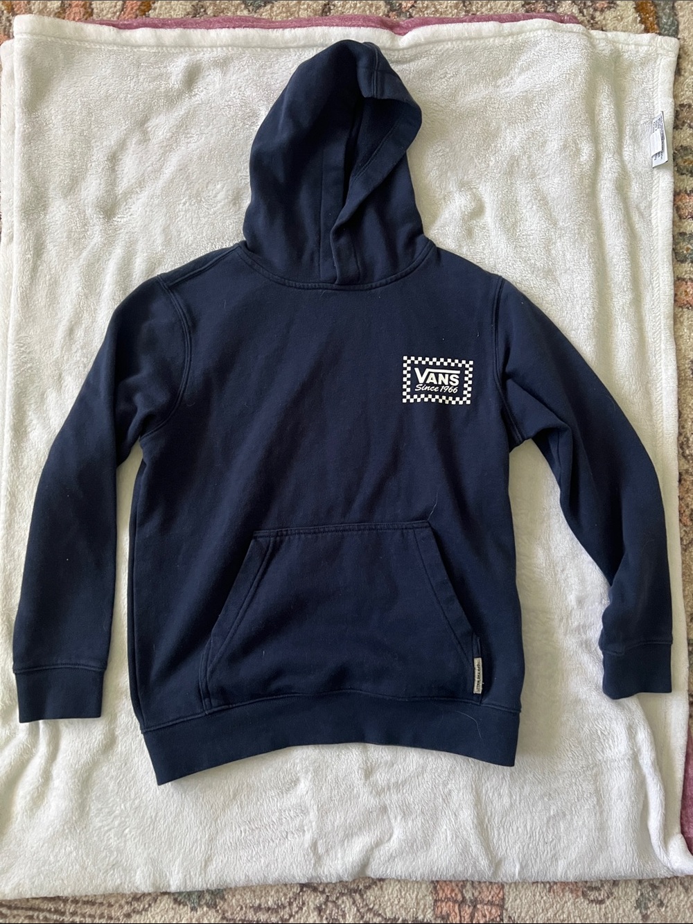 Vans Navy Hoodie with Checker Patch small
